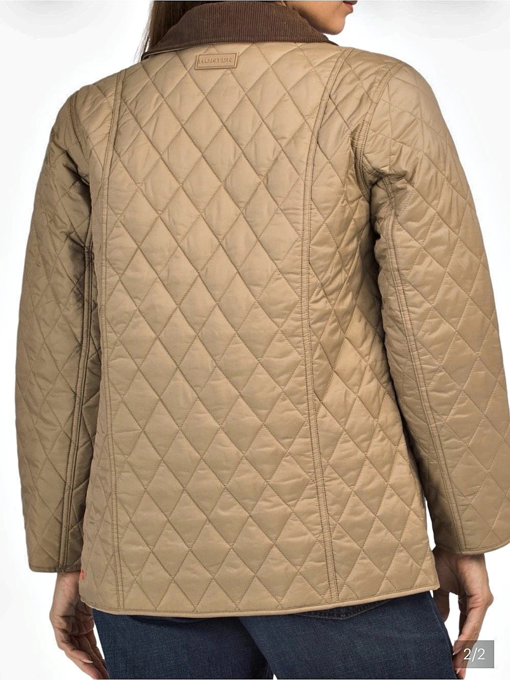 Hunter Quilted Tan Women's Jacket with Brown Corduroy Collar NWT S/P - Picture 3 of 5
